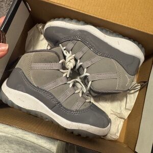Jordan 11 Retro Kids Gray and White Sneakers